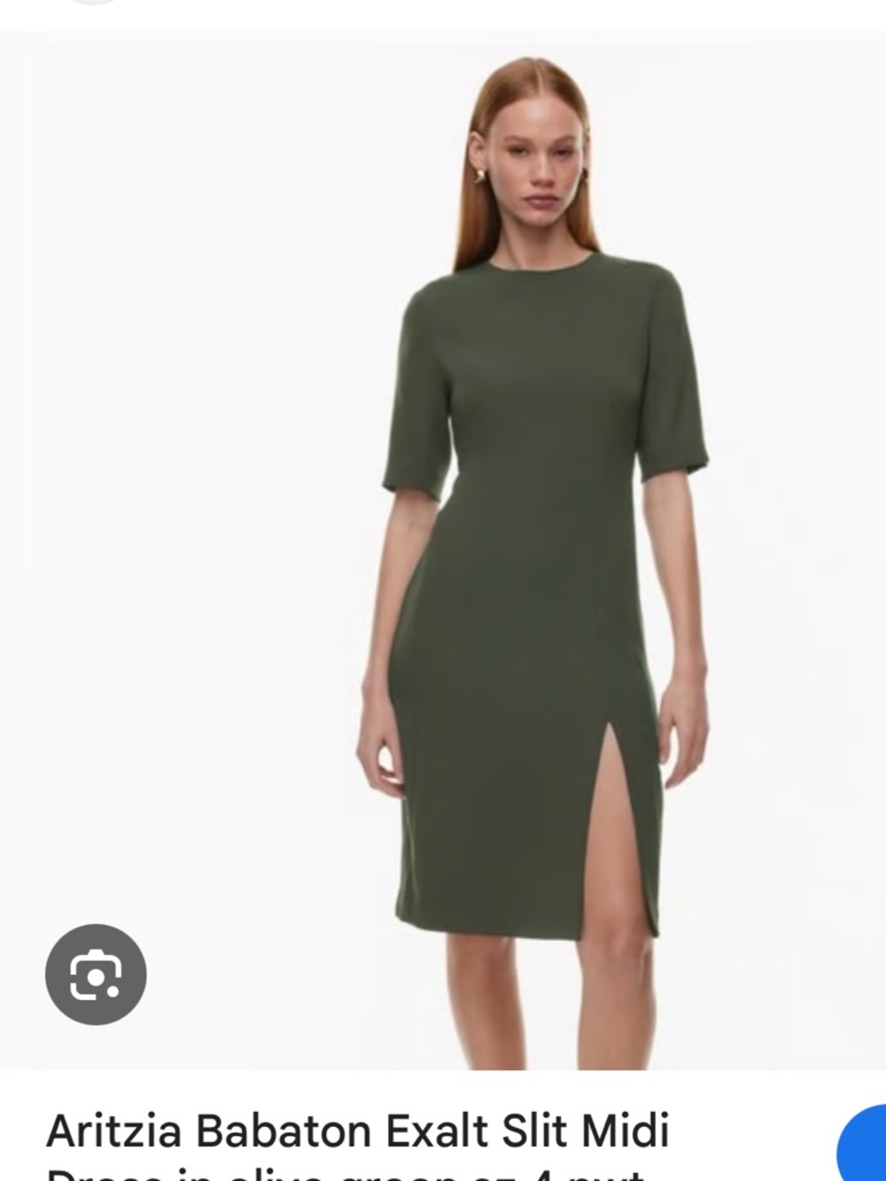 Aritzia Babaton Olive Green Midi Dress with Side Slit